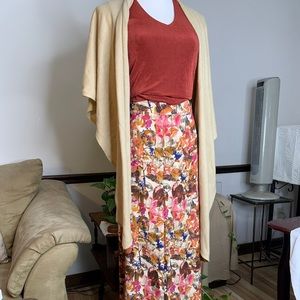 Alythea women large tall pants floral polyester autumn colors